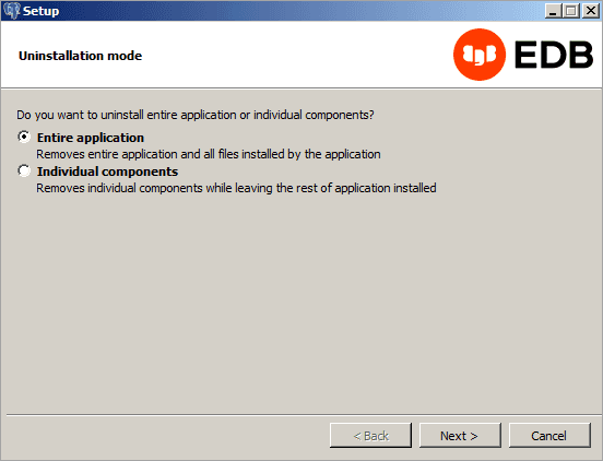 The EDB Postgres Advanced Server uninstaller